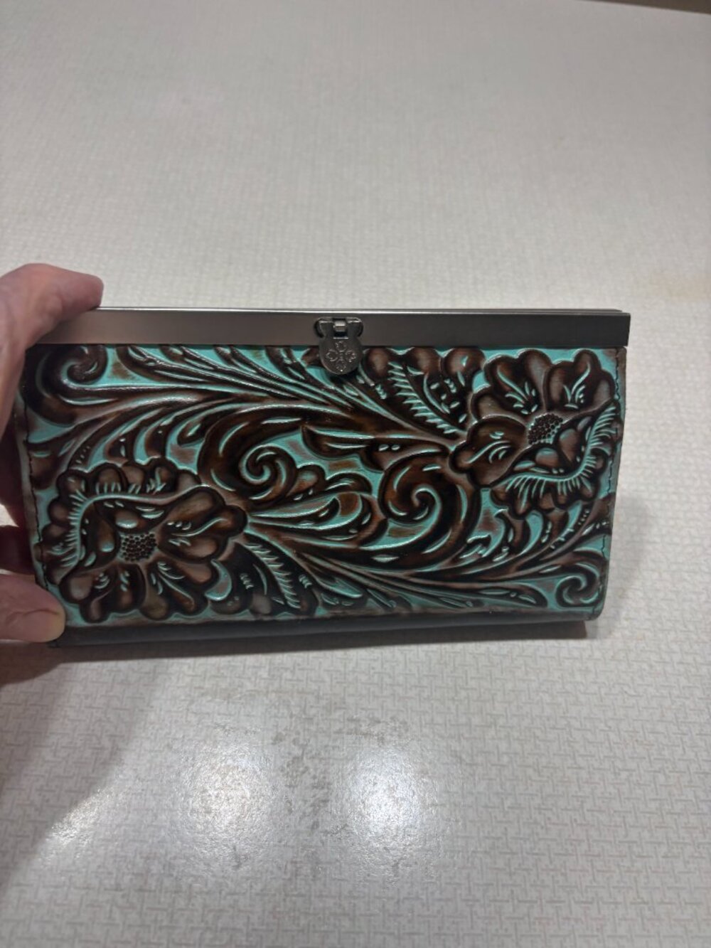 Like New Patricia Nash Cauchy in Tooled Turquoise and Brown